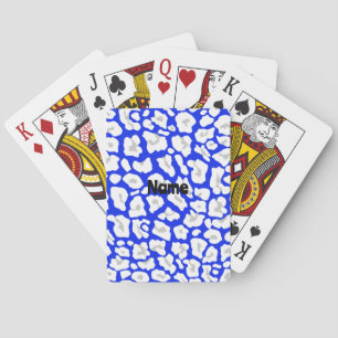 Blauw & Wit Cheetahprint Speelkaarten