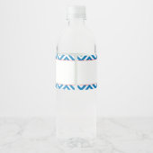 Blauw & Wit Chevron Baseball Baby Waterfles Etiket (Achterkant)