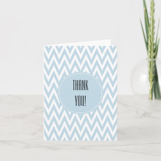 Blauw Wit Chevron Dank u Bedankkaart (Voorkant)
