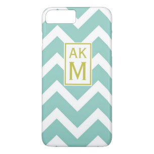 Blauw & Wit Chevron Monogram iPhone 7 Plus Hoesje