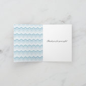 Blauw Wit Chevron Ombre Dank u Bedankkaart (Binnen)
