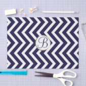 Blauw Wit Chevron Print Monogram Letter Initiaal Tissuepapier (Craft)