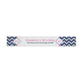 Blauw & Wit Chevron Zigzag Patroon 2 Omwikkelbaar Adreslabel (Individueel)