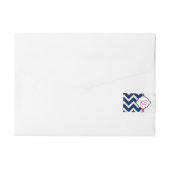 Blauw & Wit Chevron Zigzag Patroon 2 Omwikkelbaar Adreslabel (Achterkant)
