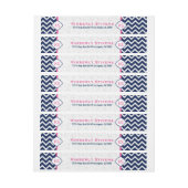 Blauw & Wit Chevron Zigzag Patroon 2 Omwikkelbaar Adreslabel (Vel)