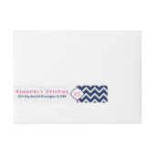 Blauw & Wit Chevron Zigzag Patroon 2 Omwikkelbaar Adreslabel (Voorkant)