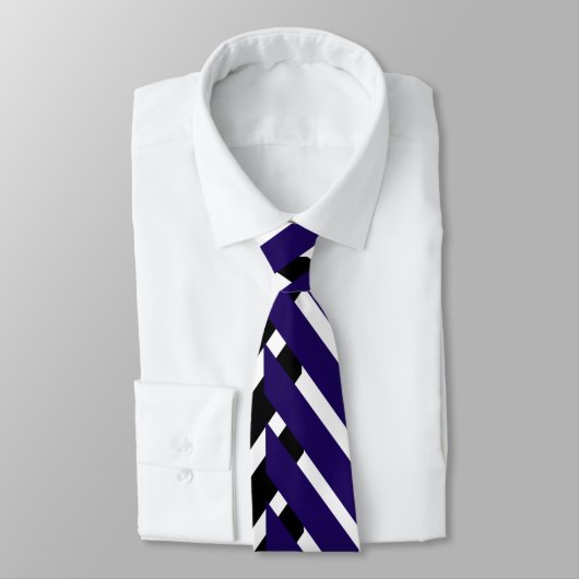 Blauw wit Chevron Zigzag Pattern Stropdas (Gebonden)