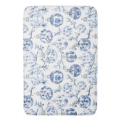 Blauw Wit Chic Bloemen Kerst Ornamenten Badmat (Voorkant Verticaal)