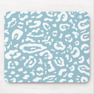 Blauw & Wit Chic Cheetah Luipaard Dierprint Muismat