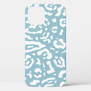 Blauw & Wit Chic Jachtluipaard Luipaard Dierenprin iPhone 12 Hoesje