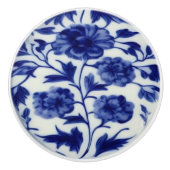 Blauw & wit China Kijk -  Floral  Keramische Knop (Voorkant)