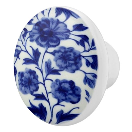 Blauw & wit China Kijk -  Floral  Keramische Knop (Rechts)
