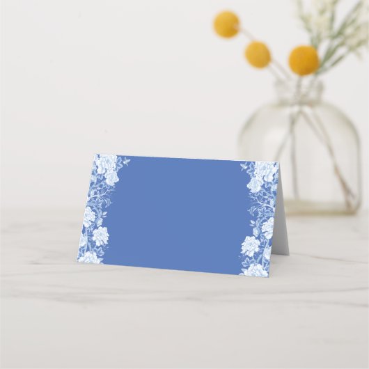 Blauw Wit Chinoiserie Bloemen Bruiloft Zitplaatsen (Achterkant)