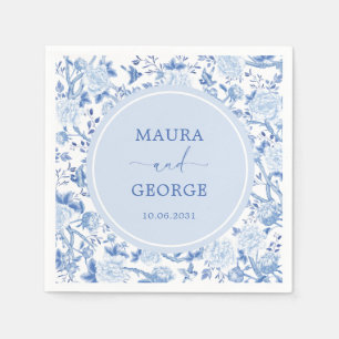 Blauw Wit Chinoiserie Bloemen Kustbruiloft Servet