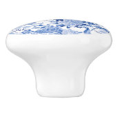 Blauw Wit Chinoiserie Bloemen Peacock Vogels Keramische Knop (Zijkant)