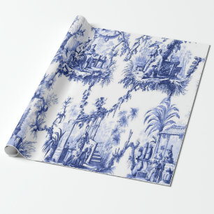 Blauw-wit Chinoiserie Decoupage Cadeaupapier