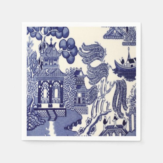 Blauw-wit Chinoiserie Decoupage Servet (Voorkant)