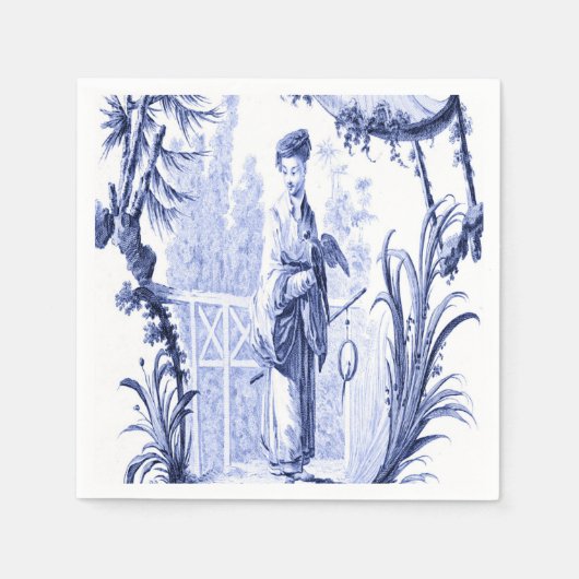Blauw-wit Chinoiserie Decoupage Servet (Voorkant)