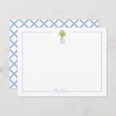 Blauw Wit Chinoiserie Gepersonaliseerd briefpapier Notitiekaartje (Voorkant / Achterkant)