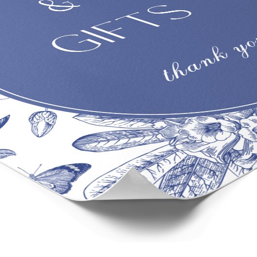 Blauw-wit Chinoiserie Kaarten en geschenken teken Poster (Hoek)