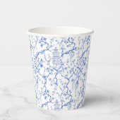 Blauw & Wit Chinoiserie Kerstkrans Papieren Bekers (Achterkant)