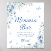 Blauw-wit Chinoiserie Mimosa Bar Poster (Voorkant)