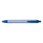 Blauw Wit Chinoiserie Monogram Azteekse Stijl Blauwe Inkt Pen (Achterkant)