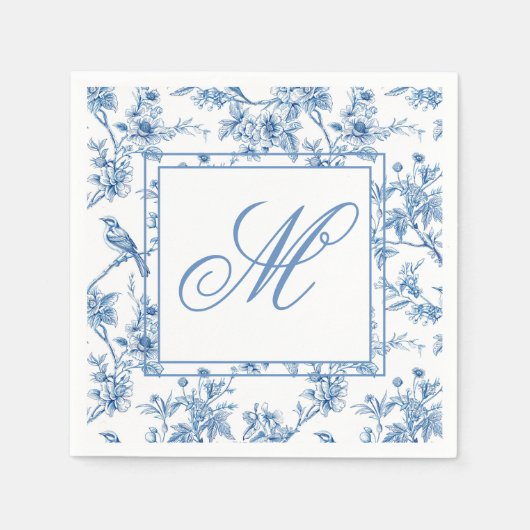 Blauw-wit Chinoiserie Monogram Notitieboek Servet (Voorkant)