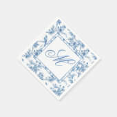 Blauw-wit Chinoiserie Monogram Notitieboek Servet (Hoek)