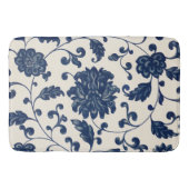  Blauw Wit Chinoiserie Patroon Bloemen Badmat (Voorkant)