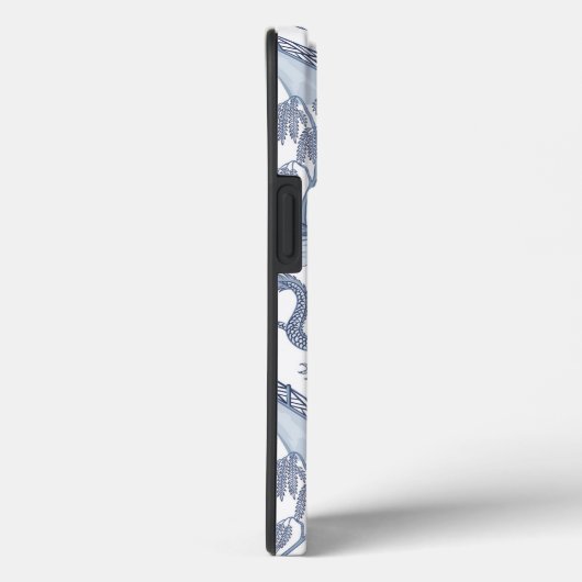 Blauw & wit Chinoiserie Patroon met Monogram Case-Mate iPhone Case (Achterkant / Rechts)