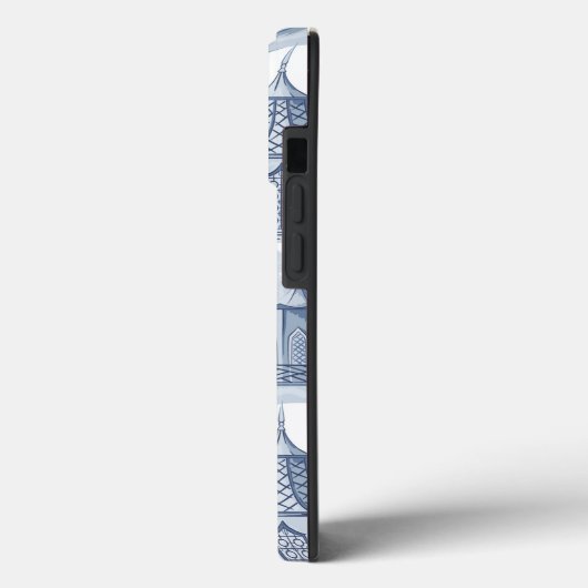 Blauw & wit Chinoiserie Patroon met Monogram Case-Mate iPhone Case (Achterkant / Links)