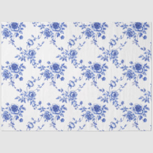 Blauw-wit Chinoiserie Roos Peony Tissuepapier