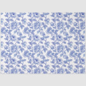 Blauw-wit Chinoiserie Roos Peony Tissuepapier (Voorkant)