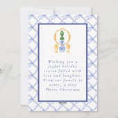 Blauw Wit Chinoiserie Sinaasappel Kerstfoto Feestdagenkaart (Achterkant)