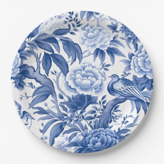 Blauw-wit Chinoiserie Tea Party Papier Bord (Voorkant)