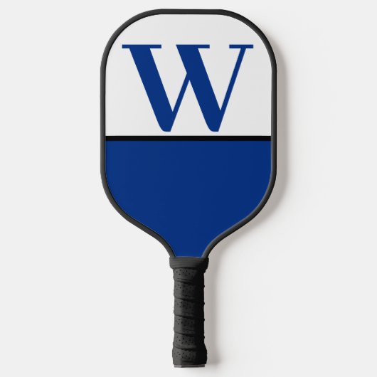 Blauw & Wit College Team Kleuren Monogram Pickleball Paddle (Voorkant)