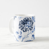 Blauw & Wit  Dahlia Floral Koffiemok (Voorkant links)