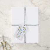 Blauw Wit Daisy Bloemen 80ste Verjaardag Dank u Cadeaulabel (Met Touw)