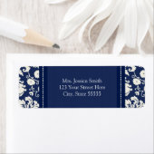 Blauw wit Damask Custom Return Adres Labels (Insitu)