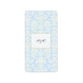 Blauw/Wit Damask Wedding Hershey's Mini Wrapper Etiket (Voorkant)
