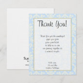 Blauw/Wit Damast Trouwplat Kaartje om Bedankt te Z Kaart (Voorkant / Achterkant)