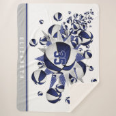 blauw wit decor basketbal sherpa deken (Voorkant)