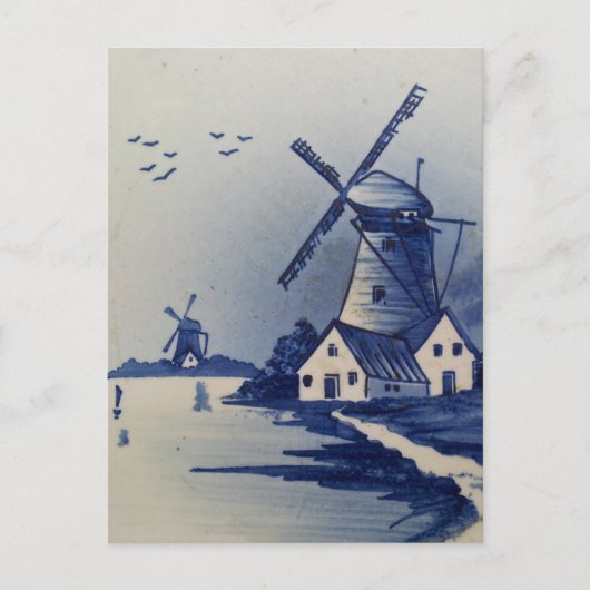 Blauw Wit Delft Windmolen Briefkaart (Voorkant)
