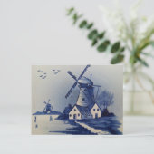  Blauw Wit Delft Windmolen Briefkaart (Staand voorkant)