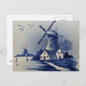  Blauw Wit Delft Windmolen Briefkaart (Voorkant / Achterkant)