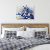  Blauw Wit Delft Windmolen Canvas Afdruk (Insitu (Slaapkamer))