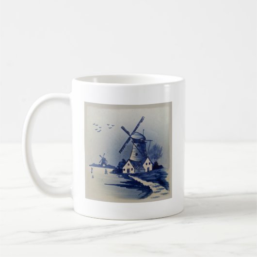 Blauw Wit Delft Windmolen Koffiemok (Links)