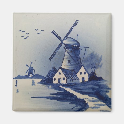  Blauw Wit Delft Windmolen Magneet (Voorkant)