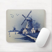 Blauw Wit Delft Windmolen Muismat (Met muis)